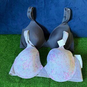 Jessica Simpson Lifting Comfort Molded w/Lace 2 Pack Underwire Plaid Bra 42D NEW